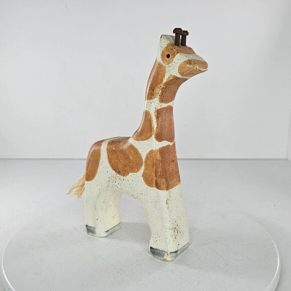 Handcrafted Wooden Giraffe Figurine Animal Decor Collectible Unique Home Accent - Picture 4 of 8